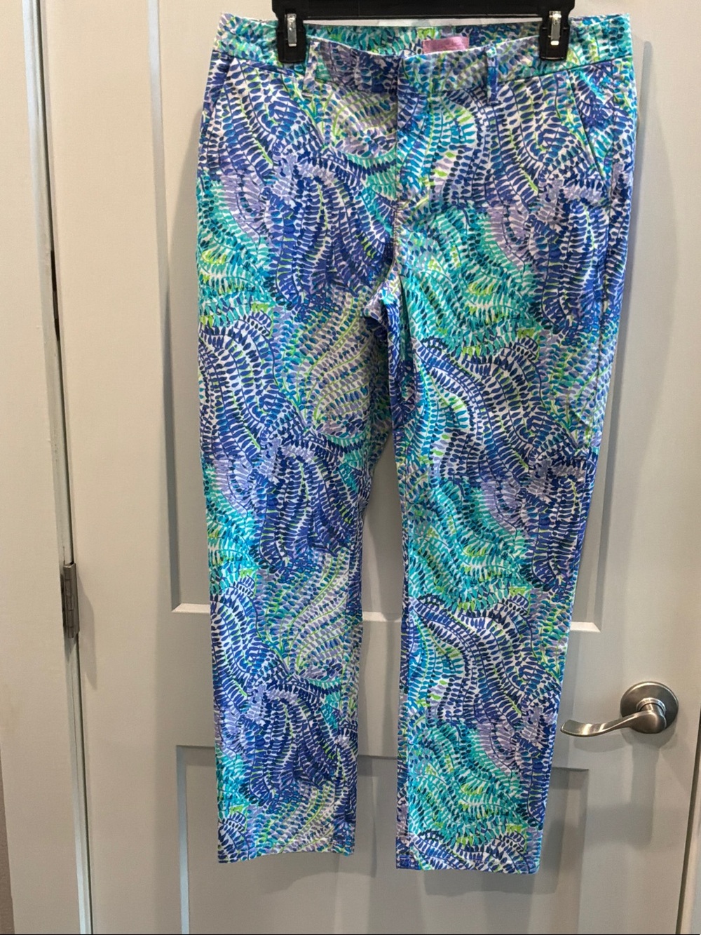 Lilly Pulitzer 10 Blue Teal Lime Green Purple Printed wPockets Women’s Trousers